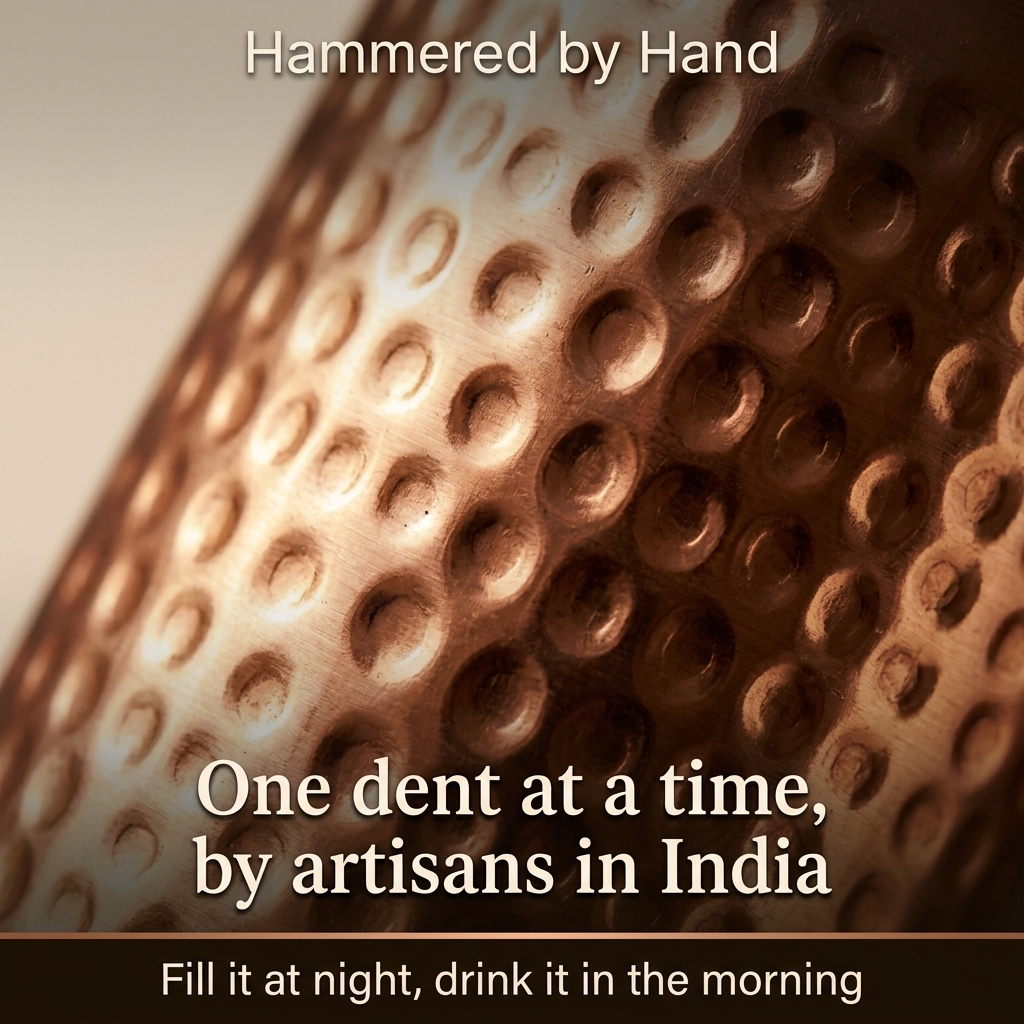 Ayurveda Heritage Pure Copper Water Bottle – Hand-Hammered Edition