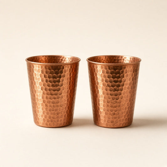 Hand-hammered copper glass set